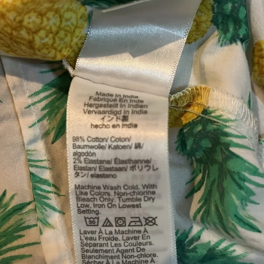 J.Crew | Sleeveless Pineapple Cotton Poplin Shirt Signature Fit XS Summer Spring